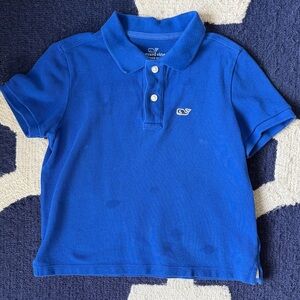 Vineyard Vines Boys Bright Blue Polo with Whale Patch